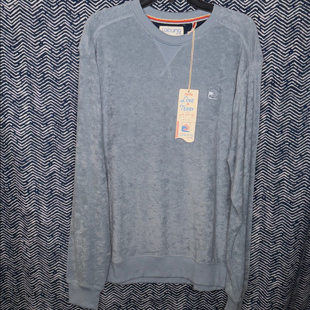 Blue Crew-neck Men's Soft Sweater